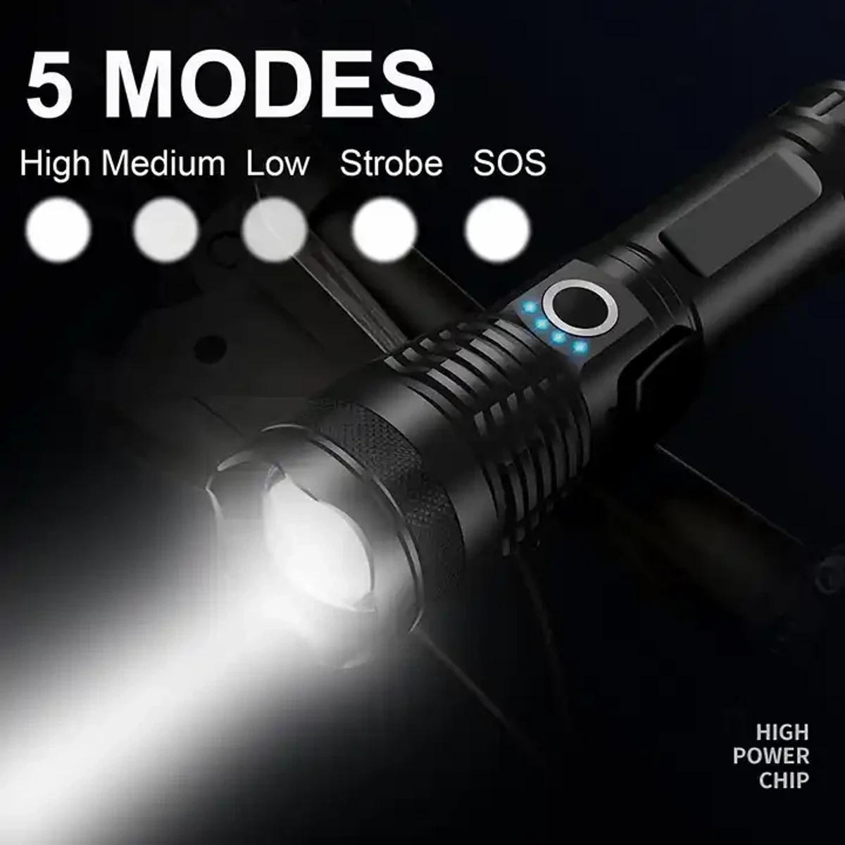 Rechargeable Waterproof Zoom LED Flashlight USB Torch Light (XHP 50)