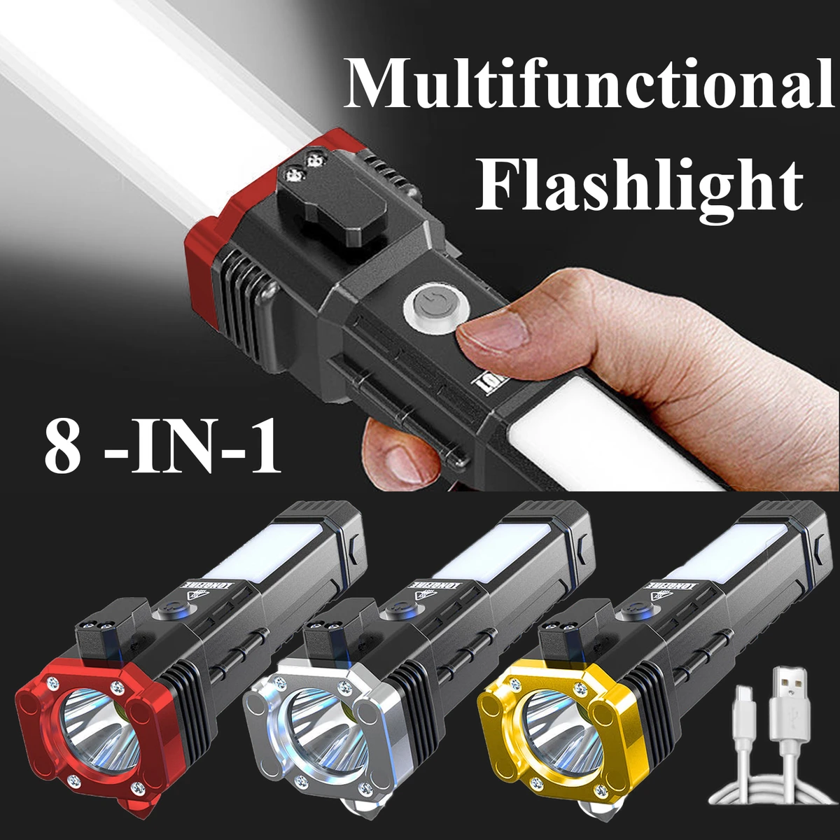 Portable Rechargeable Torch LED Flashlight With Power bank